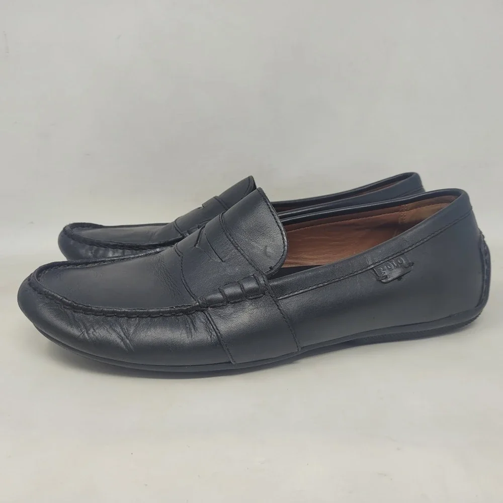 Polo Ralph Lauren Loafers 10.5D Black Leather Driver Reynold Preppy Old Money